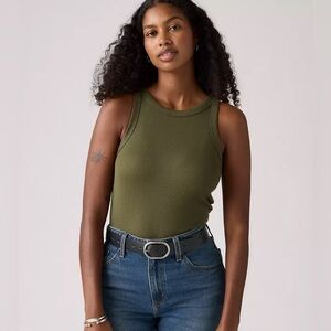NNT Levi's Ribbed Tank Top in Green